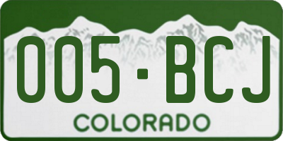 CO license plate 005BCJ
