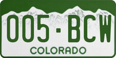 CO license plate 005BCW
