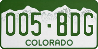 CO license plate 005BDG