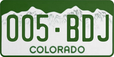 CO license plate 005BDJ