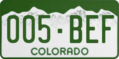CO license plate 005BEF