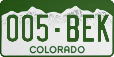 CO license plate 005BEK