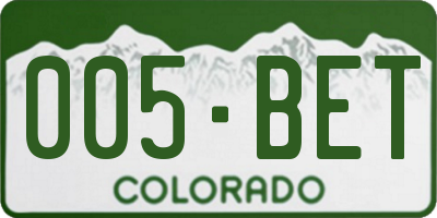 CO license plate 005BET