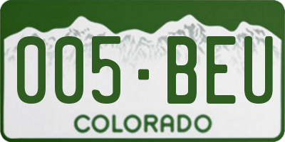 CO license plate 005BEU