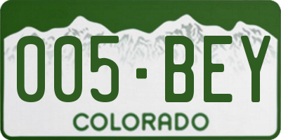 CO license plate 005BEY