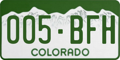 CO license plate 005BFH