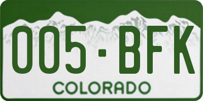 CO license plate 005BFK