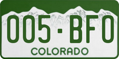 CO license plate 005BFO