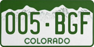 CO license plate 005BGF