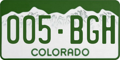 CO license plate 005BGH