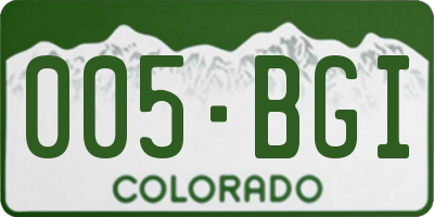 CO license plate 005BGI