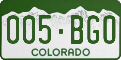 CO license plate 005BGO