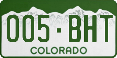 CO license plate 005BHT