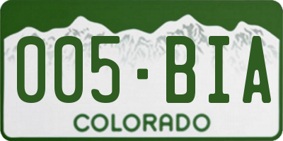 CO license plate 005BIA