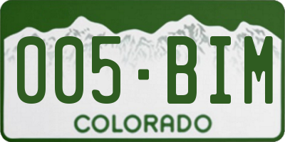 CO license plate 005BIM