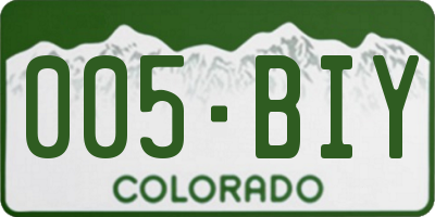 CO license plate 005BIY