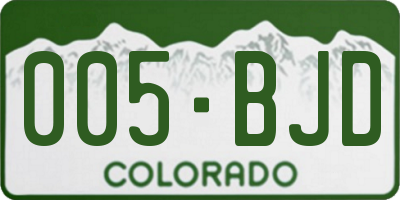 CO license plate 005BJD