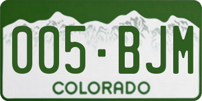 CO license plate 005BJM