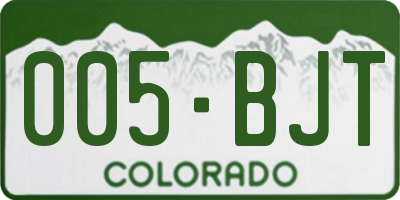 CO license plate 005BJT