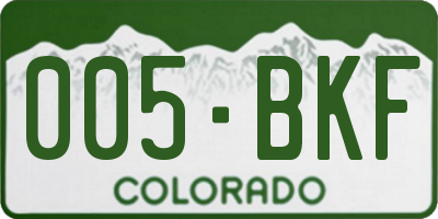 CO license plate 005BKF