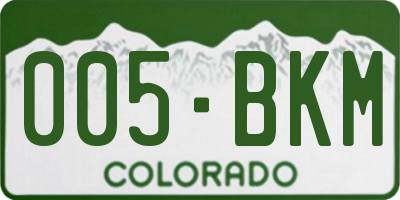 CO license plate 005BKM