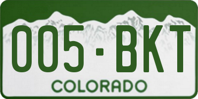 CO license plate 005BKT