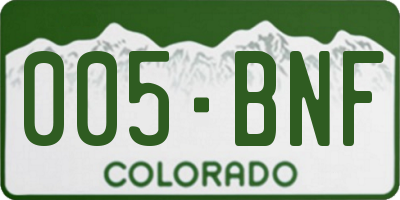 CO license plate 005BNF