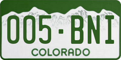 CO license plate 005BNI
