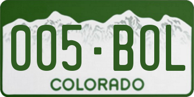 CO license plate 005BOL