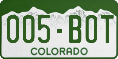 CO license plate 005BOT