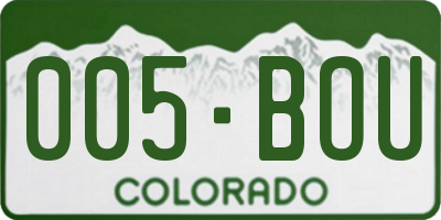 CO license plate 005BOU