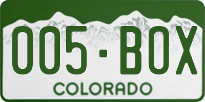 CO license plate 005BOX