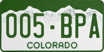 CO license plate 005BPA