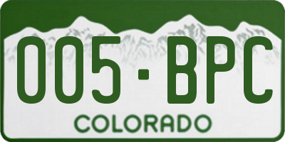 CO license plate 005BPC