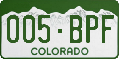 CO license plate 005BPF