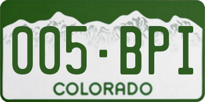 CO license plate 005BPI