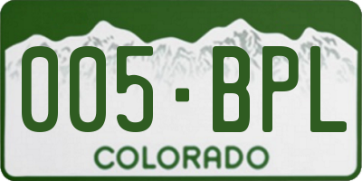 CO license plate 005BPL