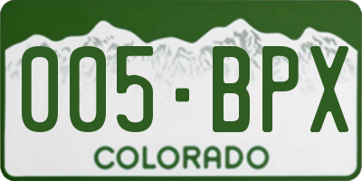CO license plate 005BPX