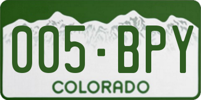 CO license plate 005BPY