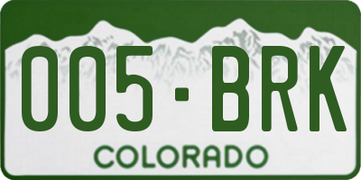 CO license plate 005BRK