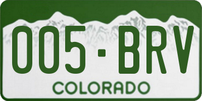 CO license plate 005BRV
