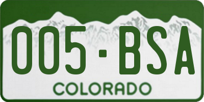 CO license plate 005BSA