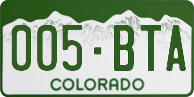 CO license plate 005BTA