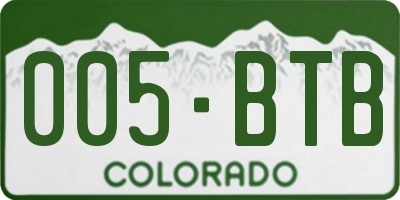 CO license plate 005BTB