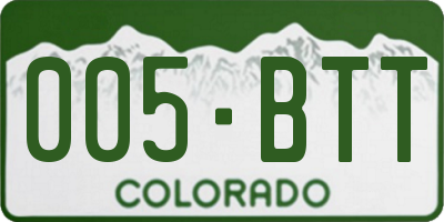CO license plate 005BTT