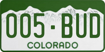 CO license plate 005BUD