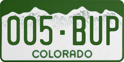 CO license plate 005BUP