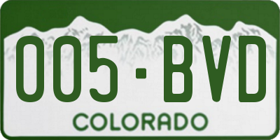 CO license plate 005BVD