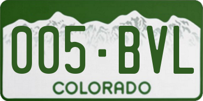 CO license plate 005BVL