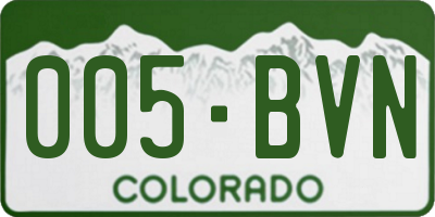 CO license plate 005BVN